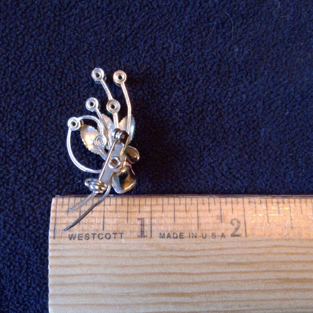 Vintage Aurora Borealis Flower Bouquet Brooch Pin Sparkle Celebrate - Picture 3 of 4